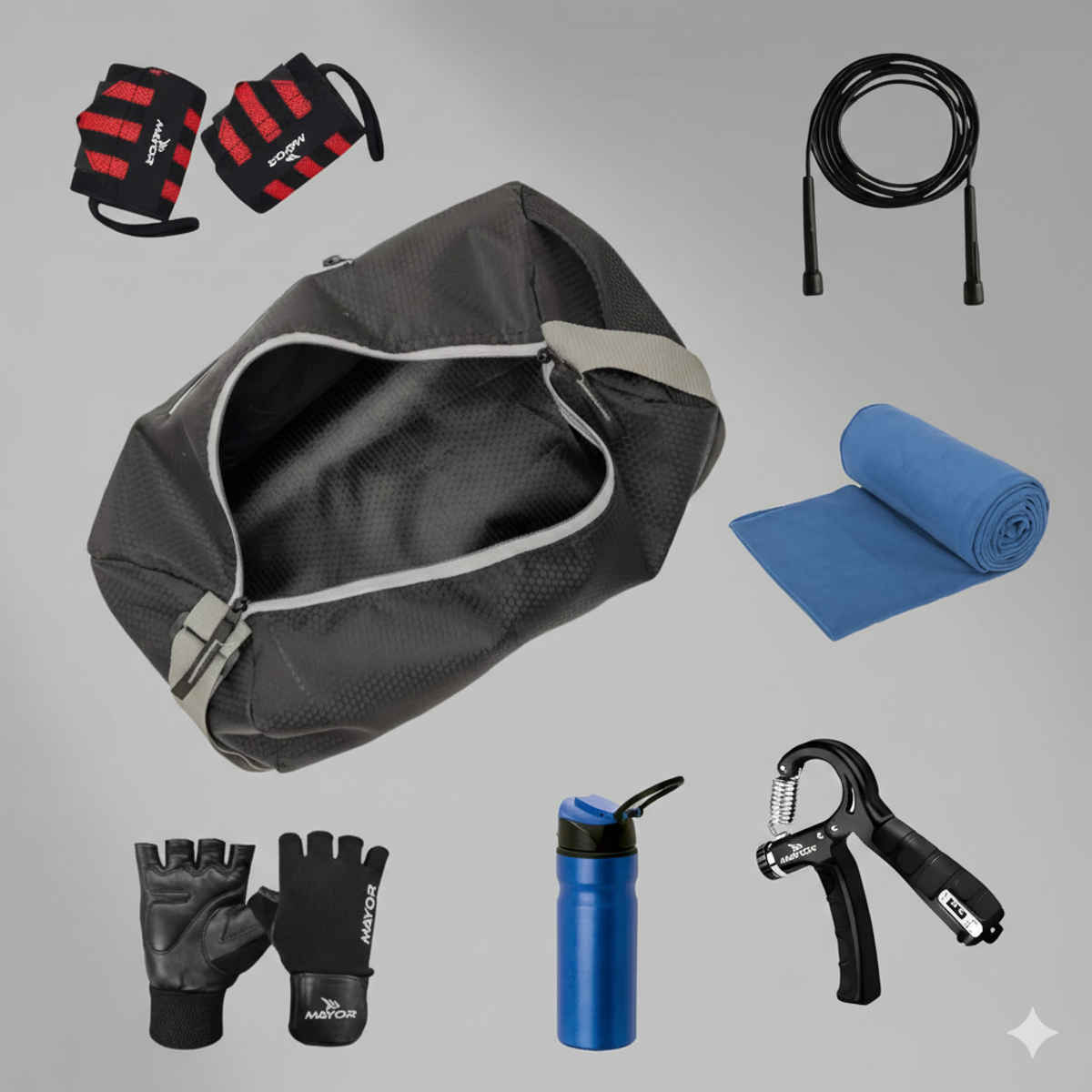 Mayor Prime Gym Bag with Side Pocket | Black-Grey | Kit Bag