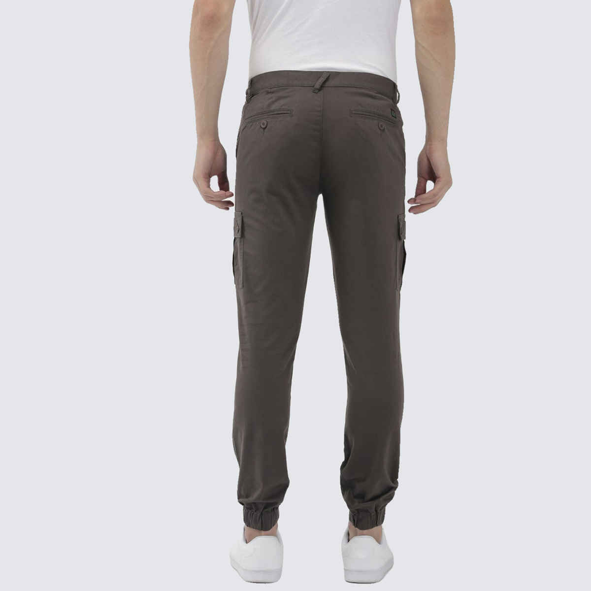 The Indian Garage Co Men's Slim Fit Solid Casual Cargo | Grey - 36