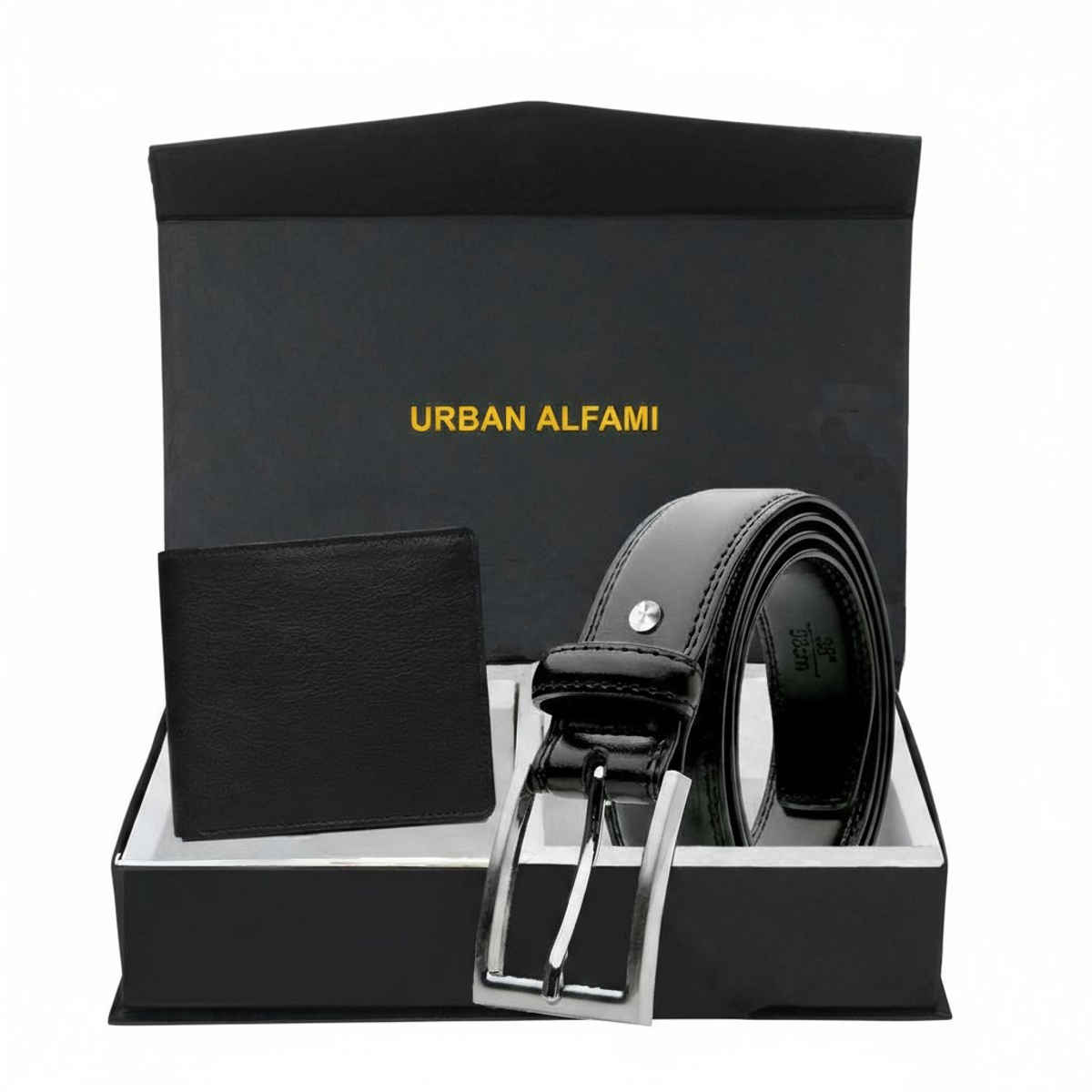URBAN ALFAMI Men's Leather Belt & Wallet Combo | Fits up to 40 Waist
