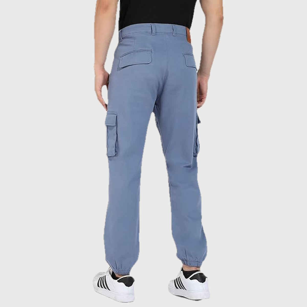 Campus Sutra Men's Cuffed Hem Cargo Trousers | Blue - 30