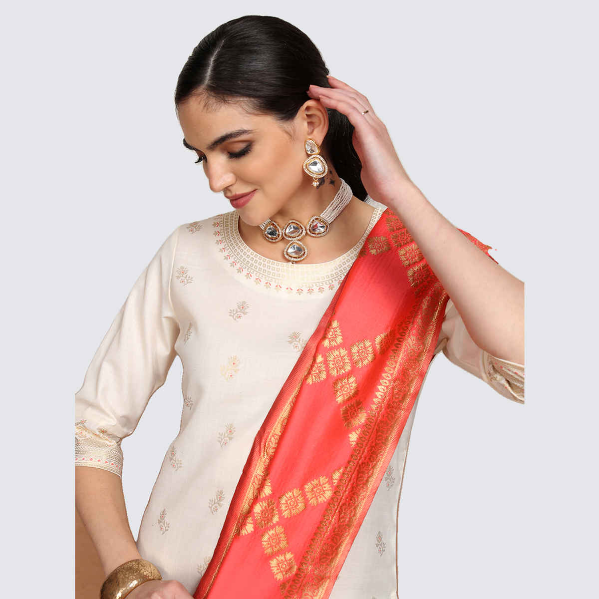 Vishdhd Buy Vishudh Women's Ethnic Motif Kurta With Pants And Dupatta ...