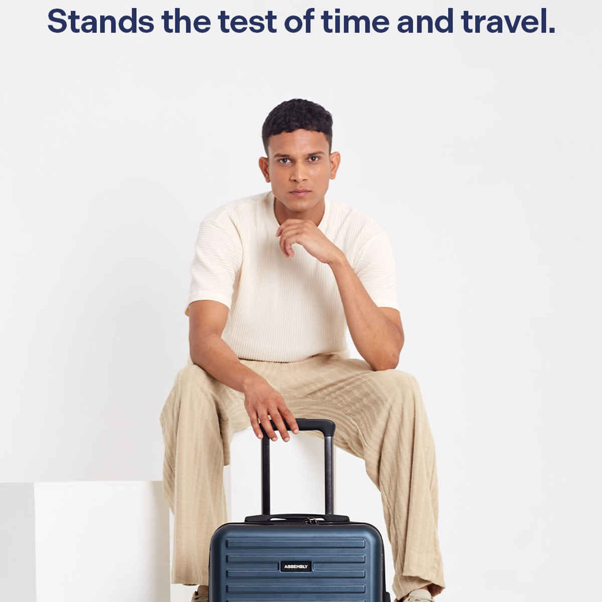 Assembly Stark Cabin Hard Luggage Polycarbonate Trolley with Packing Oraganiser - Blue