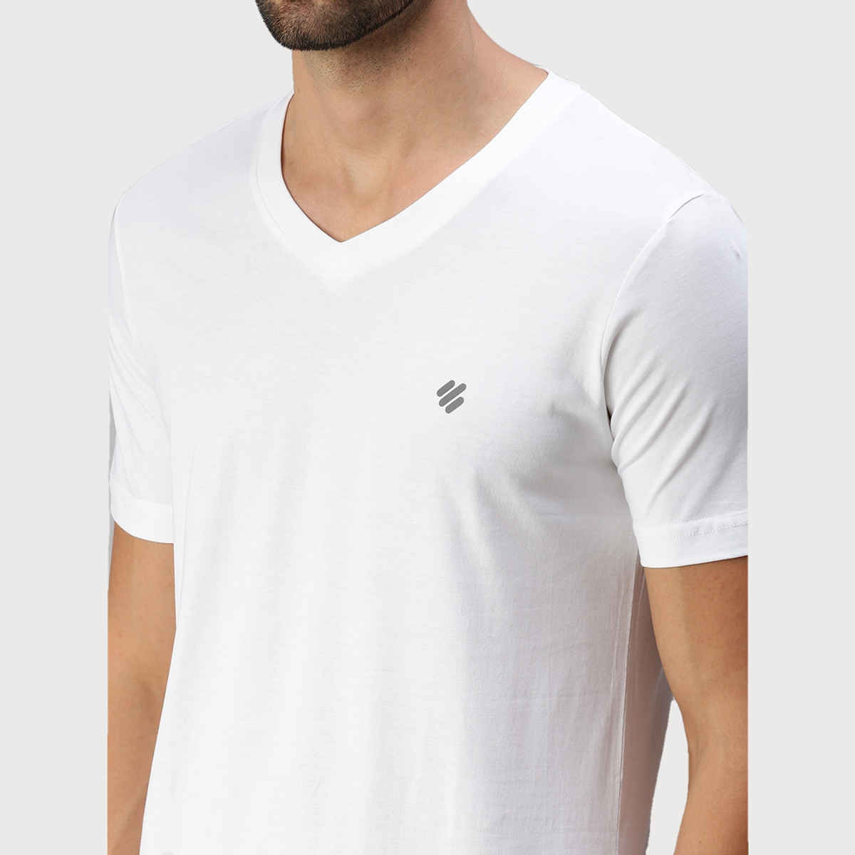 ONN Premium Men's Solid Pure Cotton V Neck T-shirts | White | Size - M