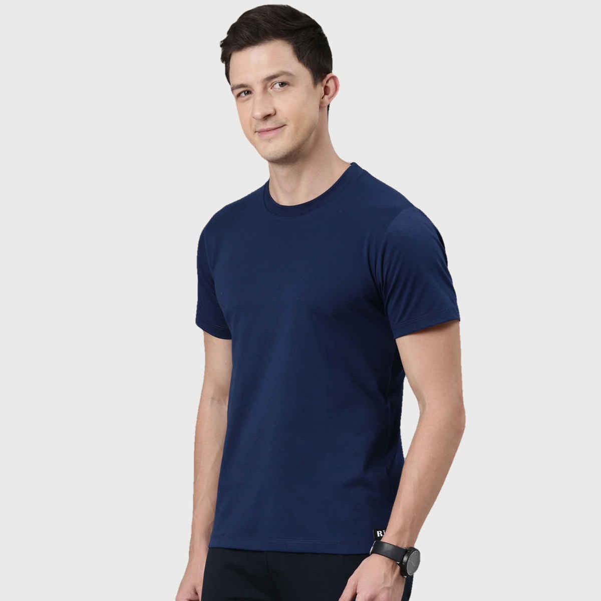 Rupa Jon Men's Round Neck T-Shirt Style | RJ 901 | Blue - L