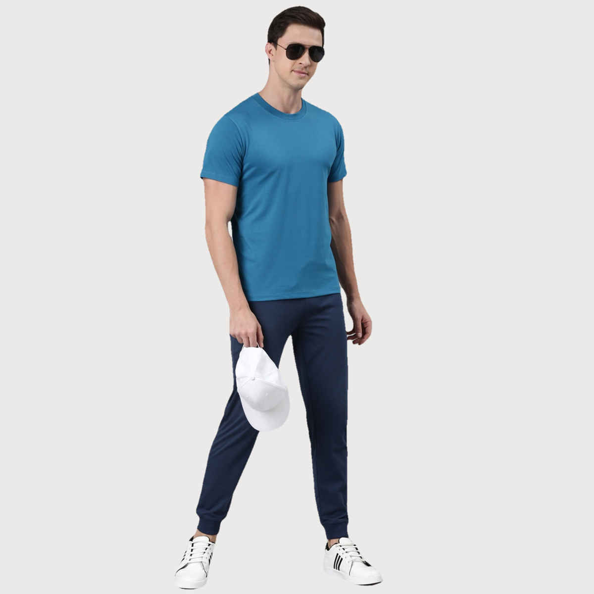 Rupa Jon Men's Round Neck T-Shirt Style | RJ 901 | Powder Blue - S