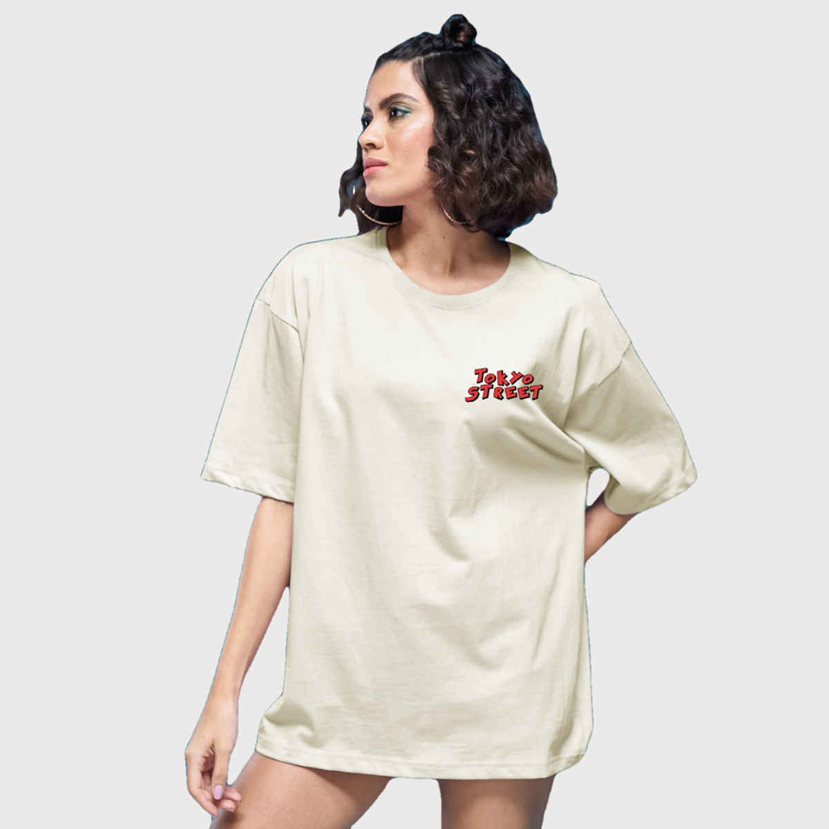 Smartees Women's Oversize Printed T-shirt | WW - 2028 | Skin - XL