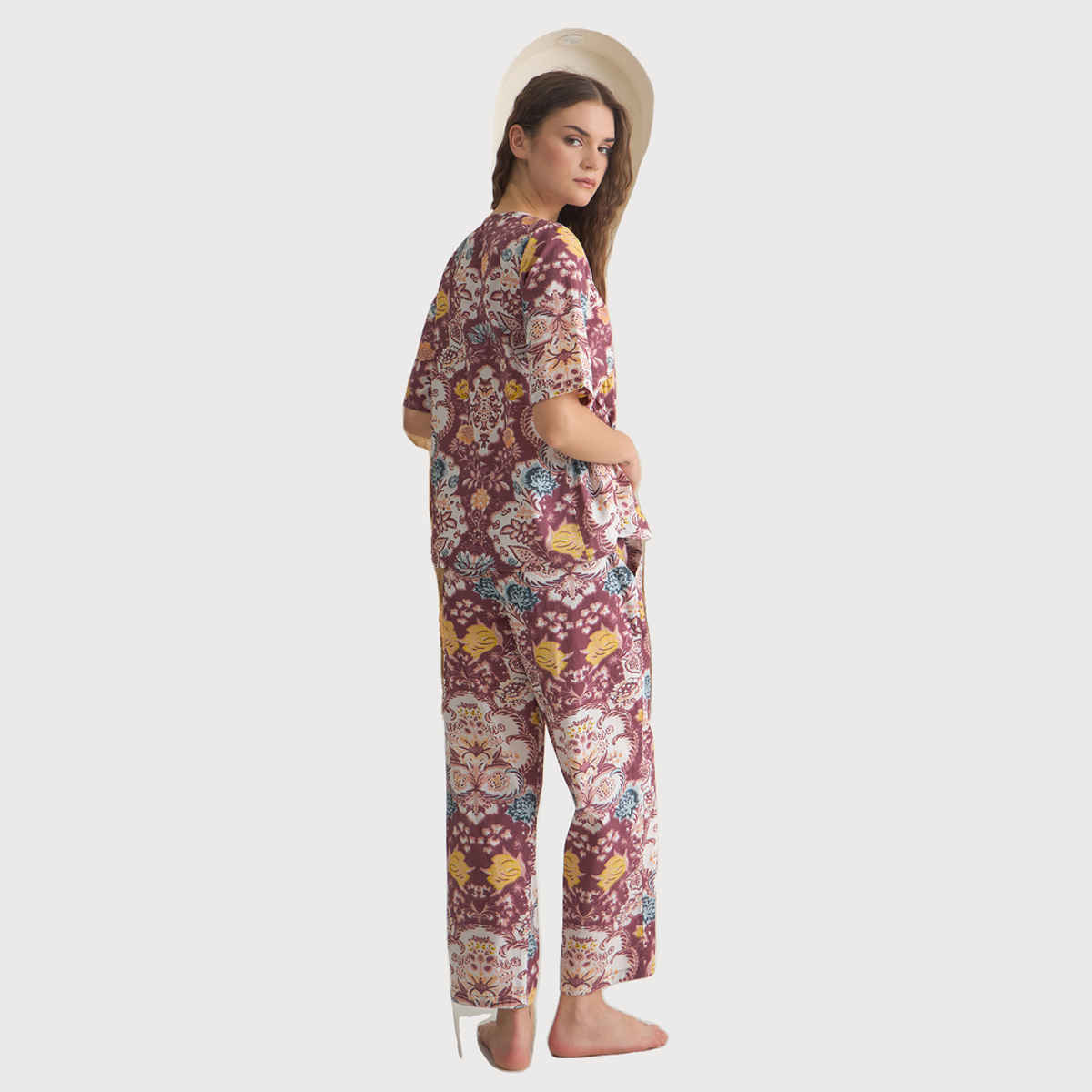 Sanskrutihomes Women's Pure Cotton Night suits | SE-NSP-871 | Rust - S