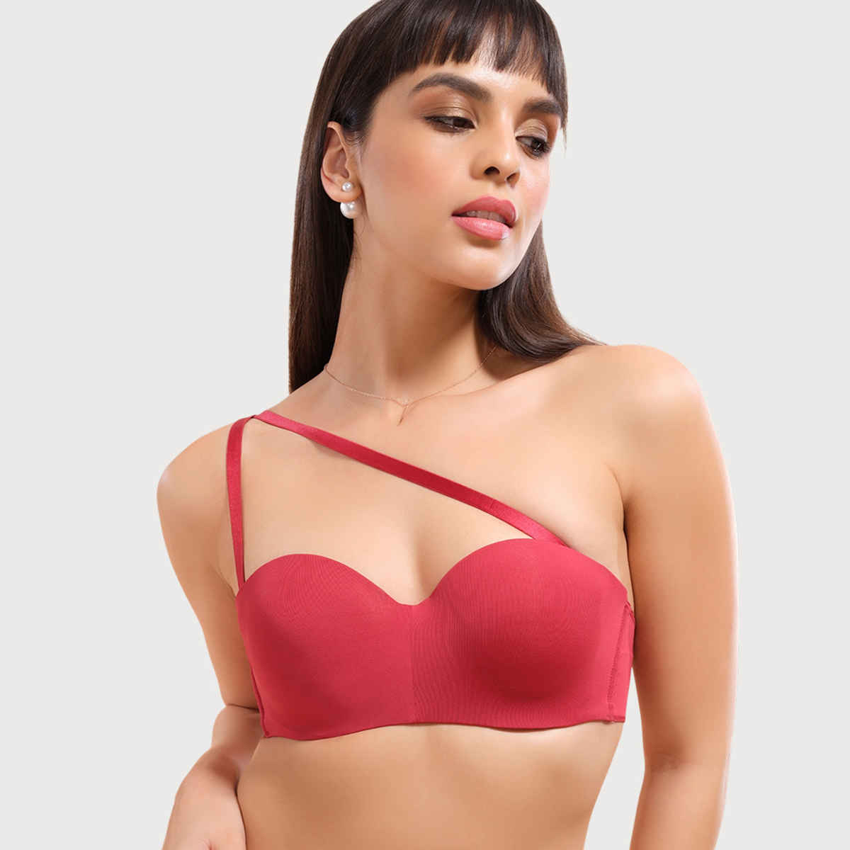 Enamor Women's F074 Plus Size Bra | Strapless & Multi-way | Medium Coverage | Padded | Wired | Red - 38C