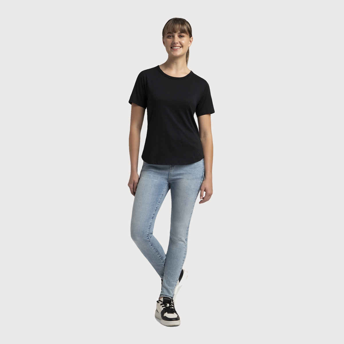 Jockey Women Cotton Rich Half Sleeve T-shirt | Black - 2XL
