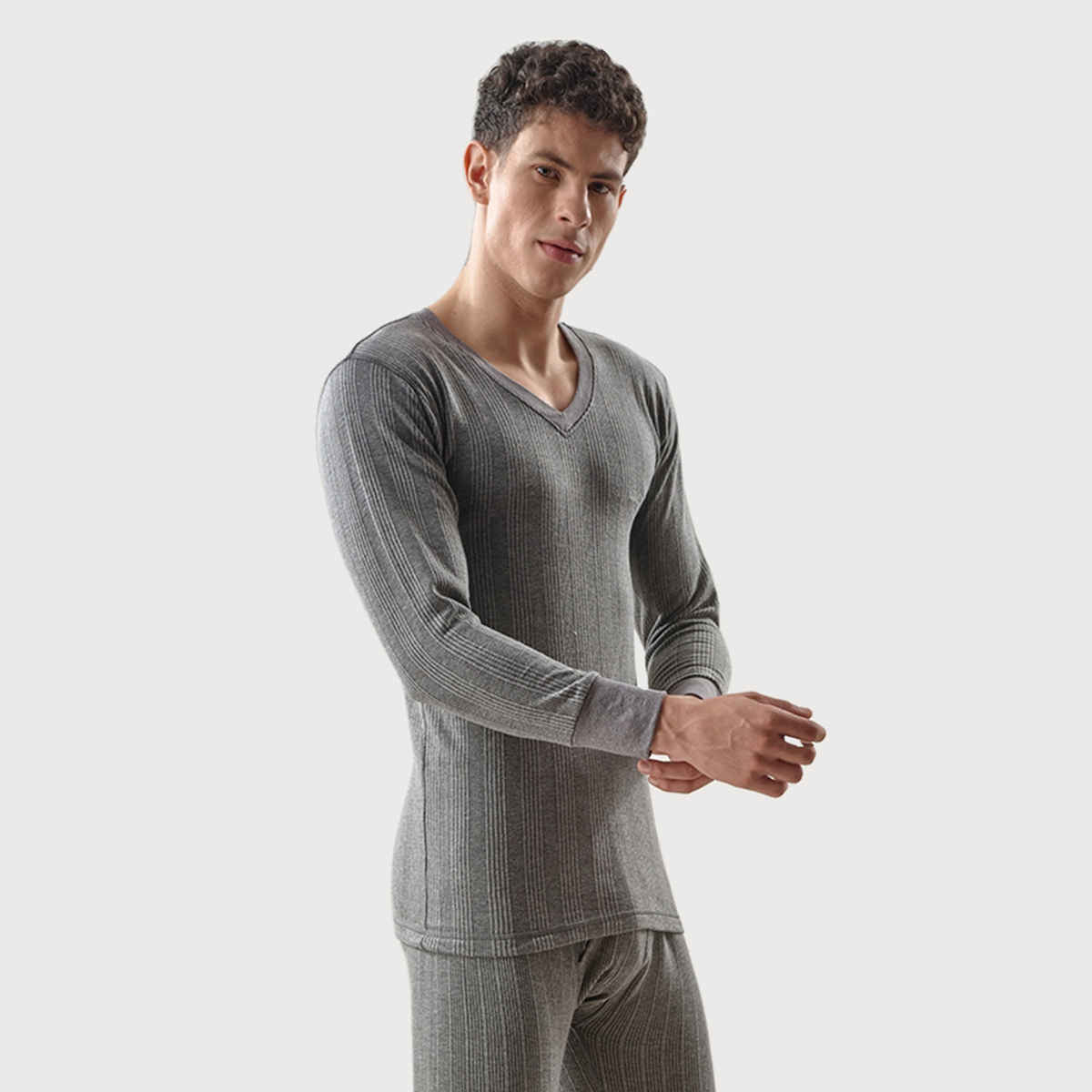 Lux Inferno V-Neck Thermal Top For Men - Charcoal - 105 | Size - 3XL