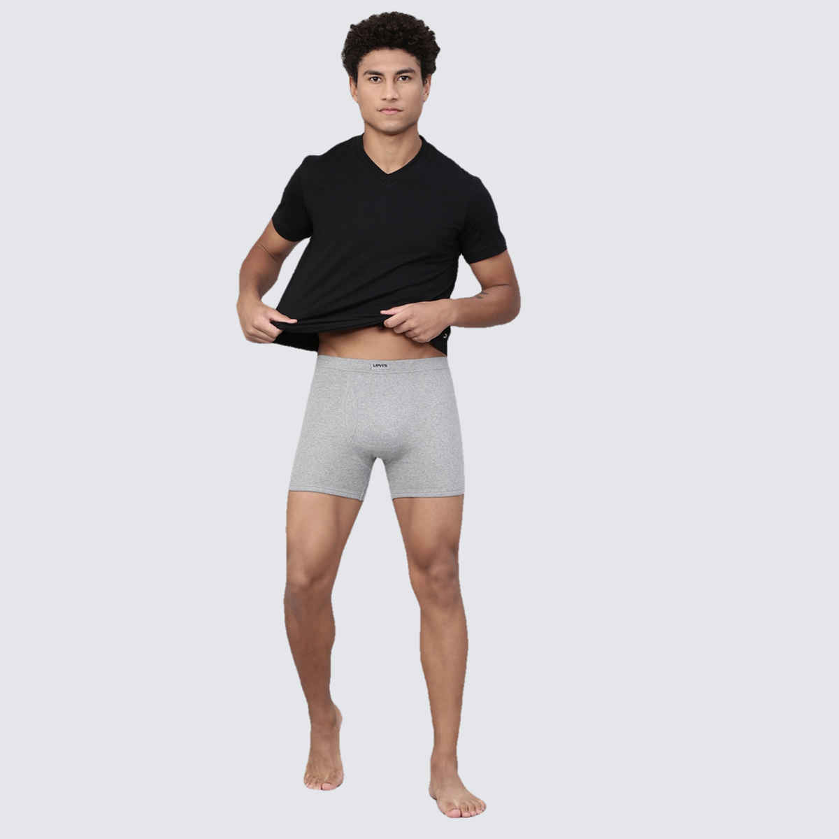 Levi's 010 Men 100% Cotton Boxer Briefs with Anti-Roll Waistband, Functional Fly