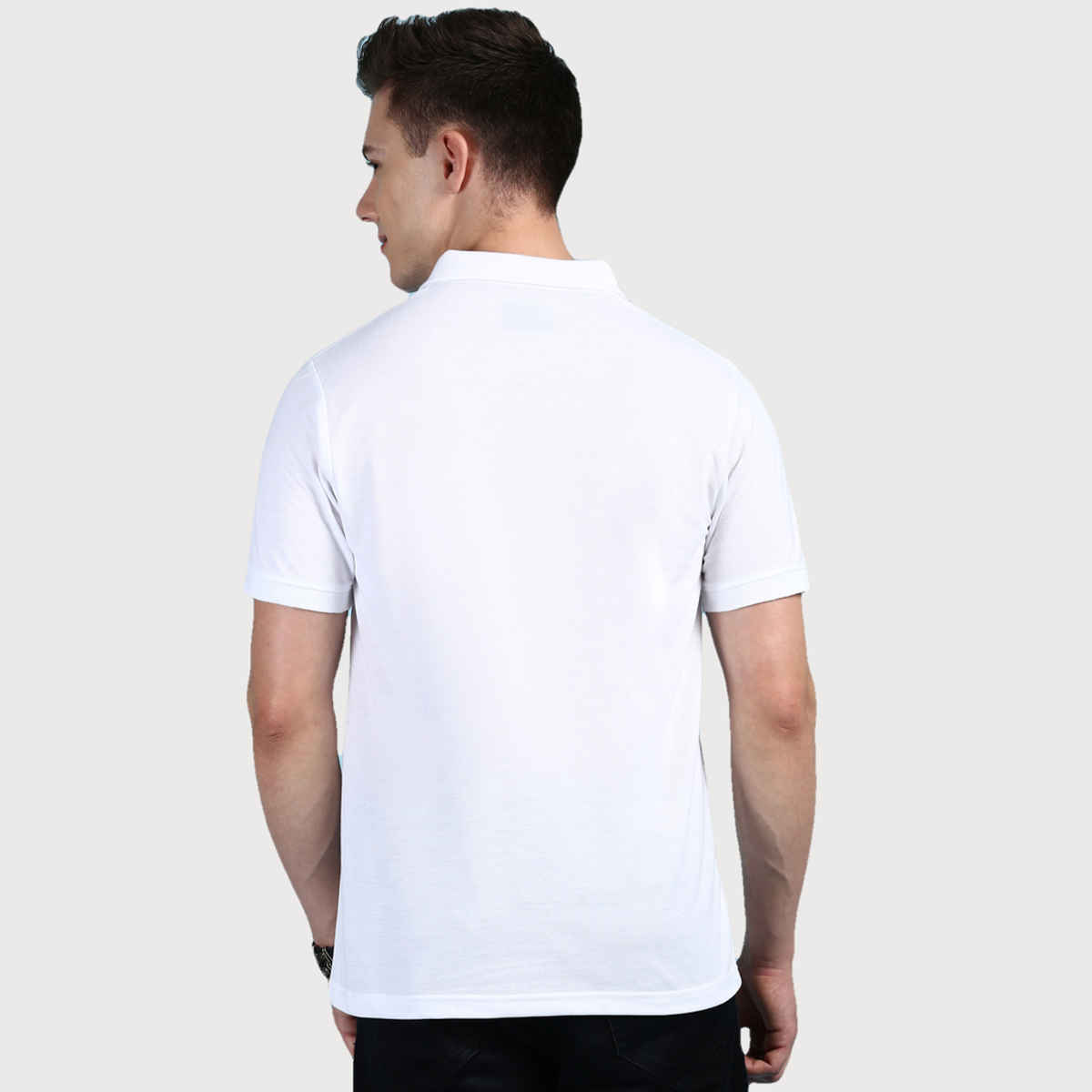 Lux Cozi Men's Solid Cotton Polo T-shirt | White - M