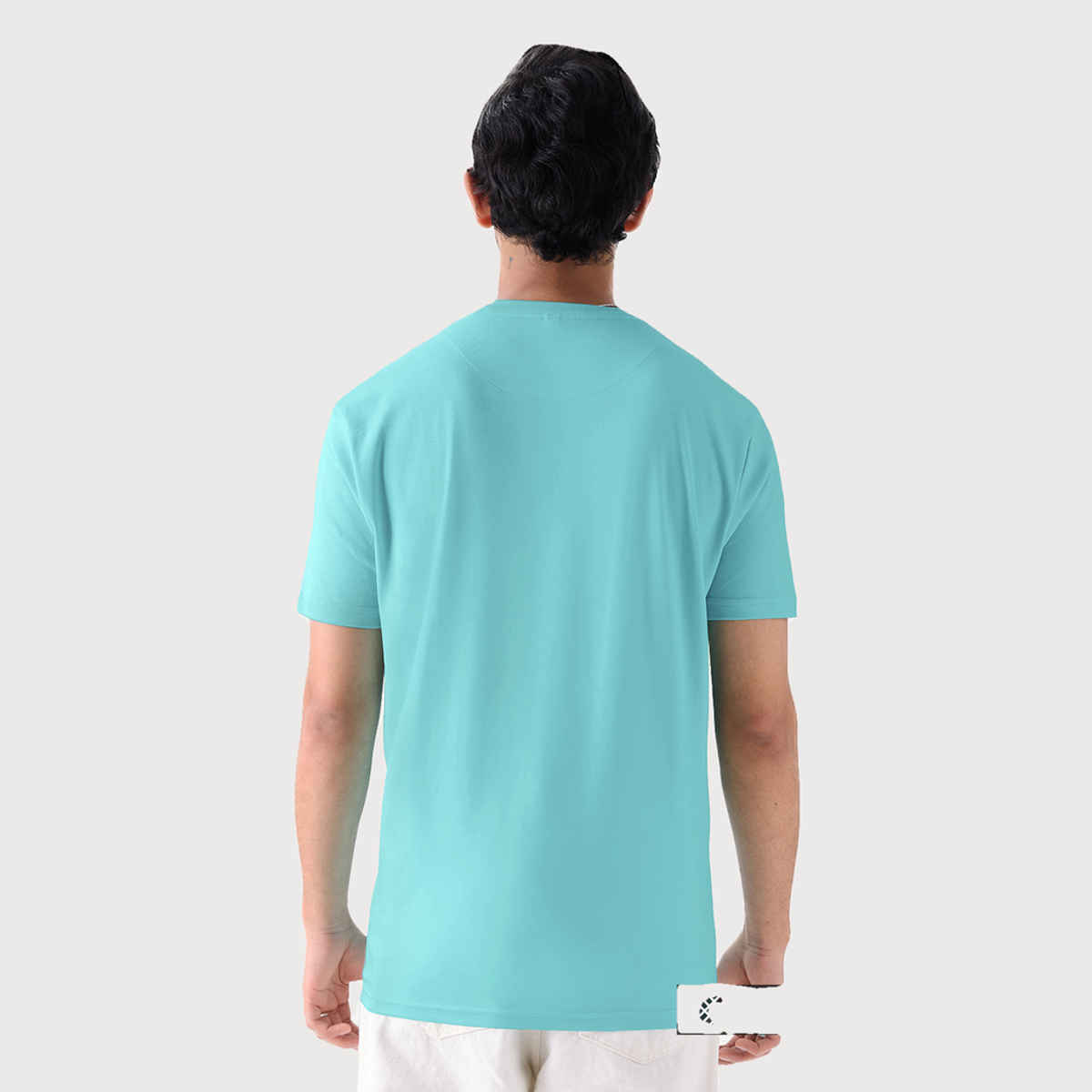 The Souled Store Men's Regular Supima- Airy Blue Supima T-shirts | L