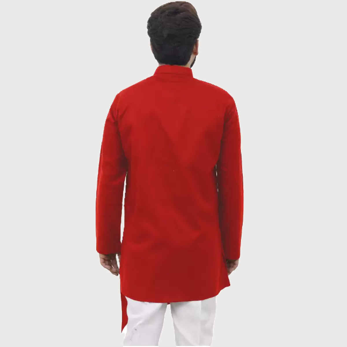 Tibra Collection Men Asymmetric Kurta - Red | Cotton Blend | XXL