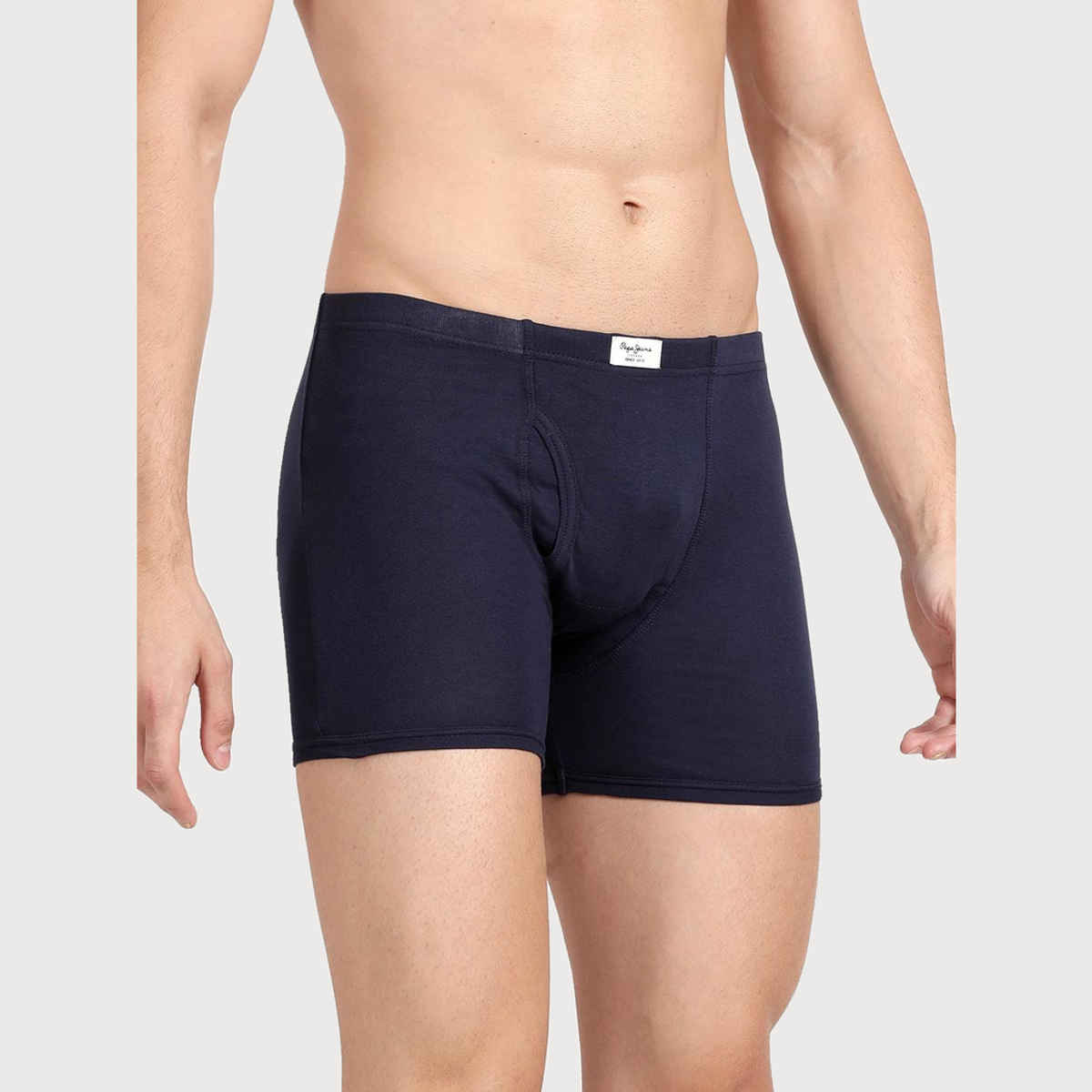 Pepe Jeans Mens True Blue 100% Cotton Solid Trunk - Pack of 2 (L) Comfort Fit, Soft Fabric