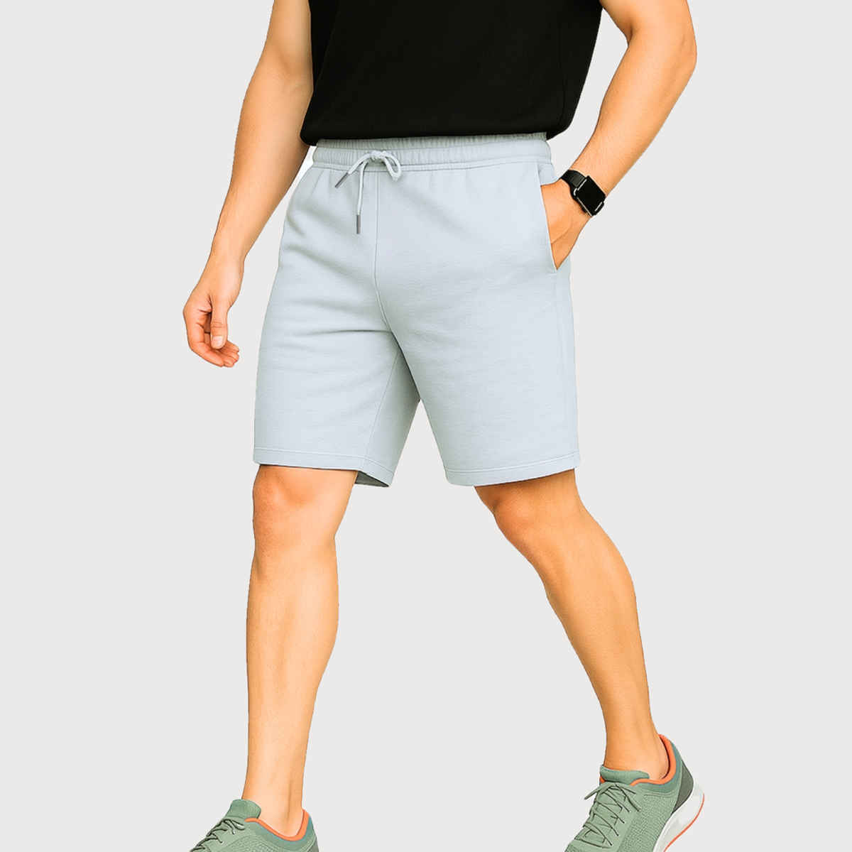 EQL Men's Pure Cotton Shorts | Light Grey Melange - M
