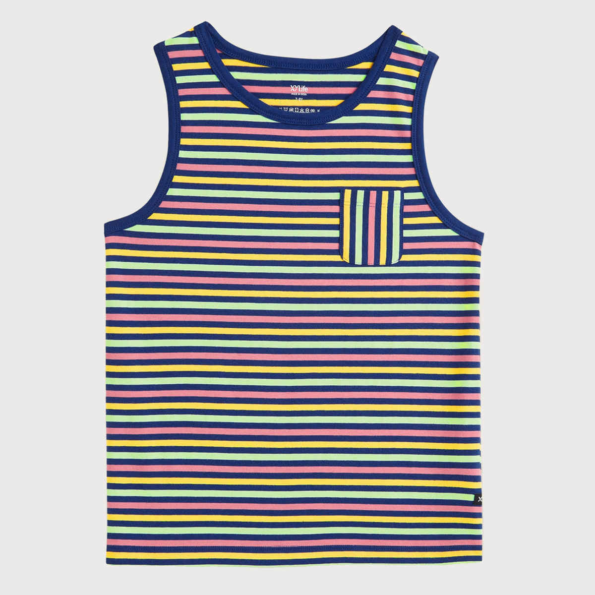 XY Life Kids Outer Vest for Boys, Antimicrobial Finish - Multi Stripes | 11-12Y | Pack Of 2