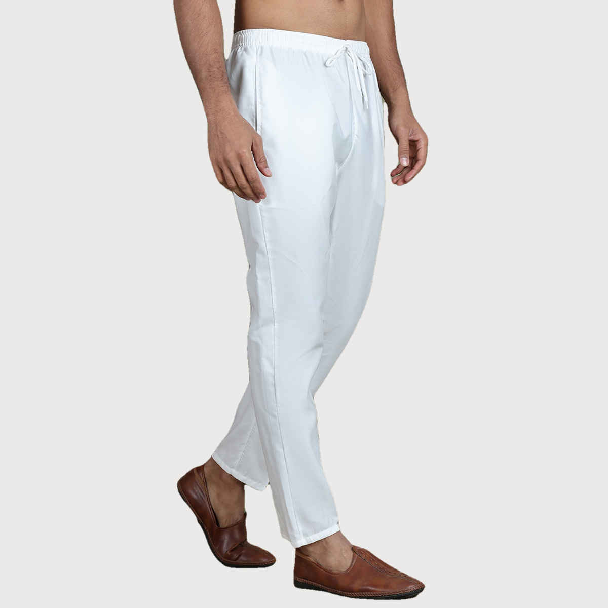 Jompers Men s Cotton Solid Pyjama ANKPJ 006 - White | 30