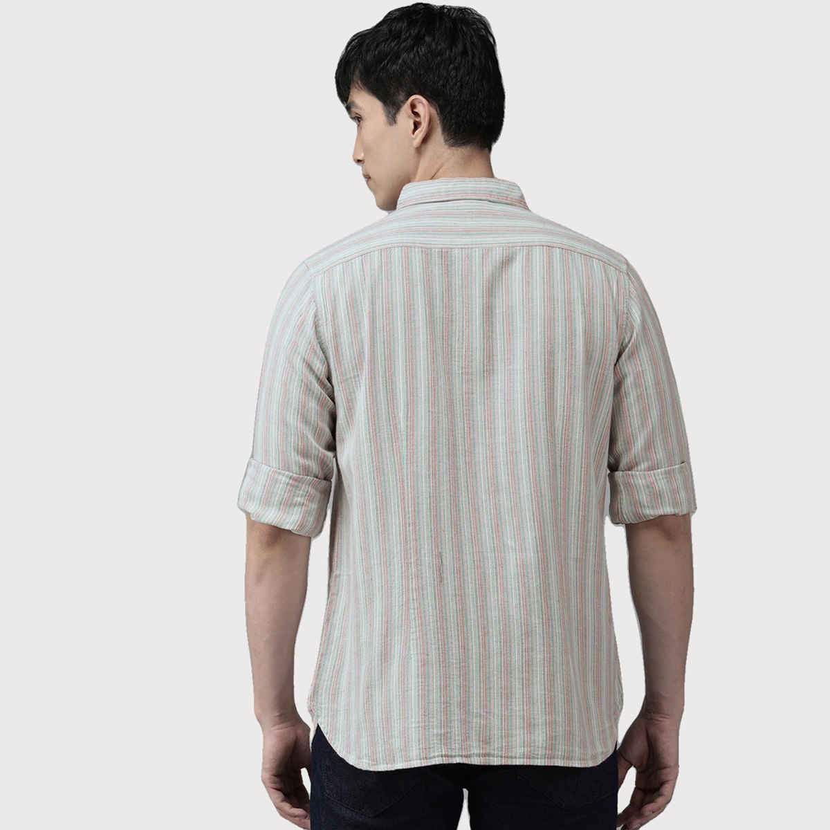 The Bear House Men Slim Fit Striped Casual Shirt - Multicolor | Size - M