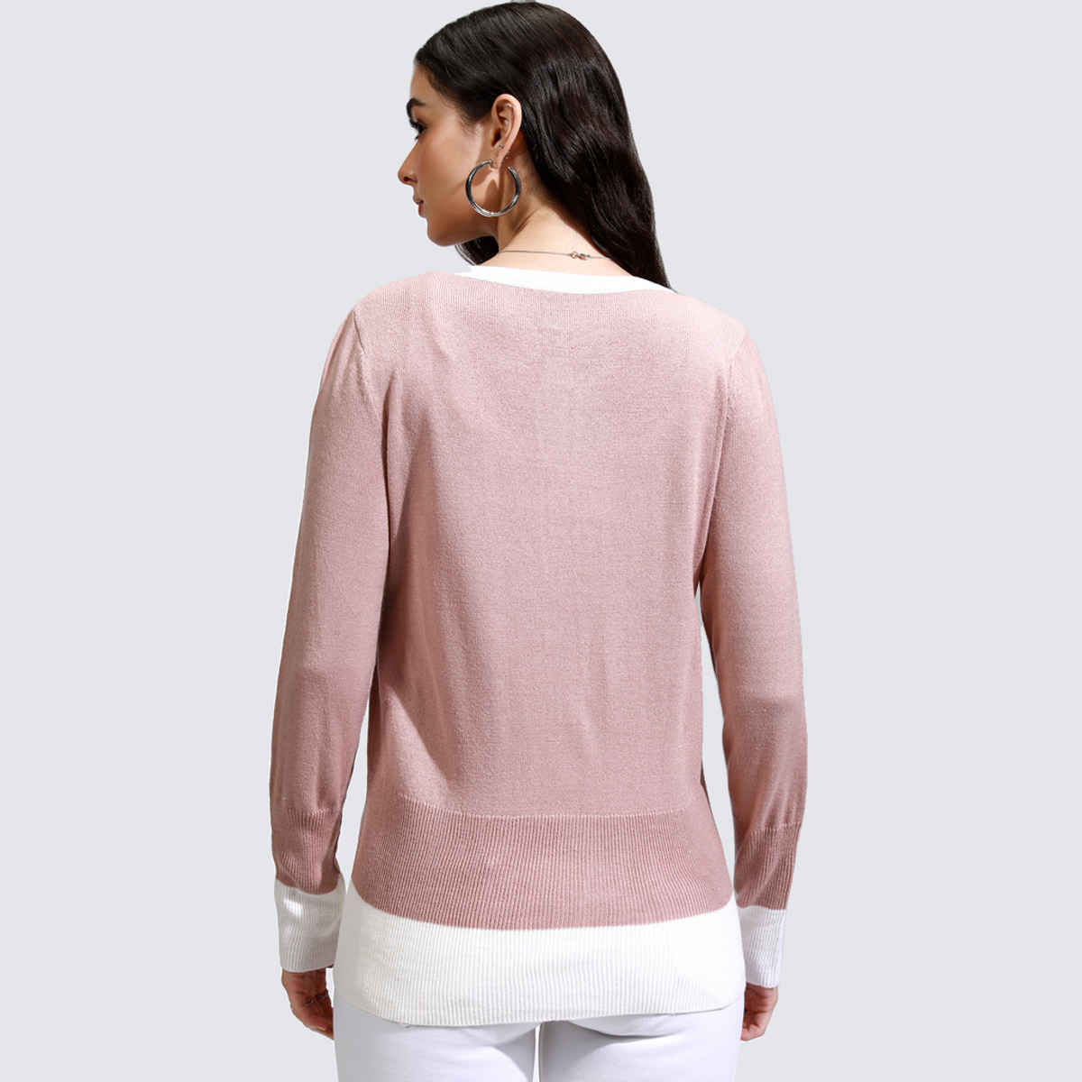 Tokyo Talkies Women's Ribbed Cardigan Casual Sweater | Pink - L