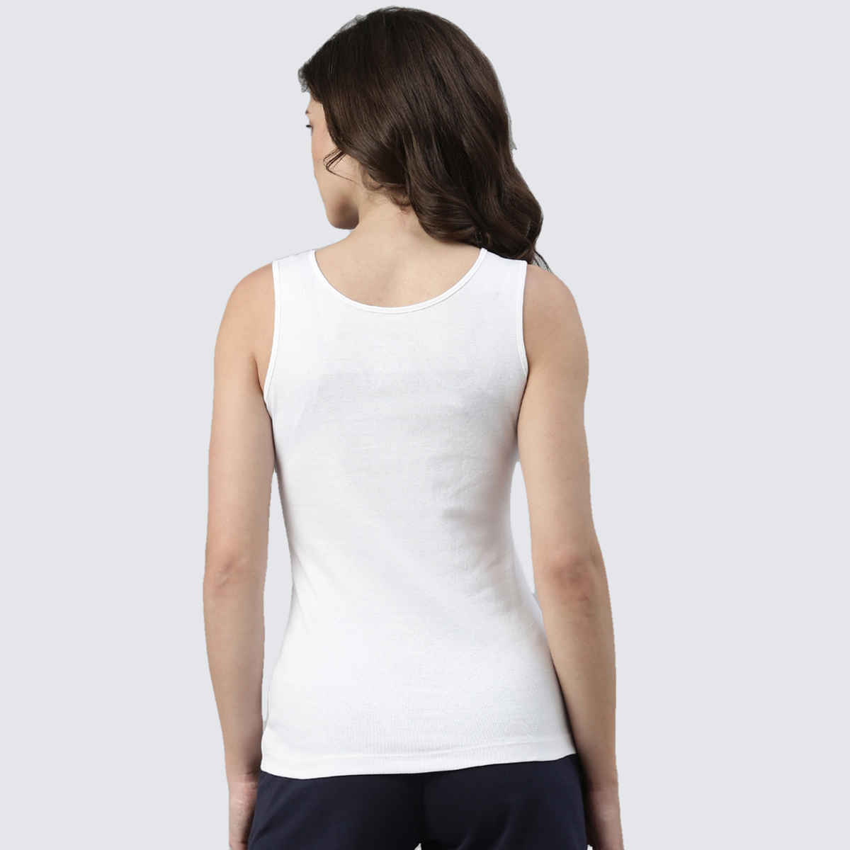 Enamor Women's E025 Slim Fit Tank Top|Stay New Finish | White-M