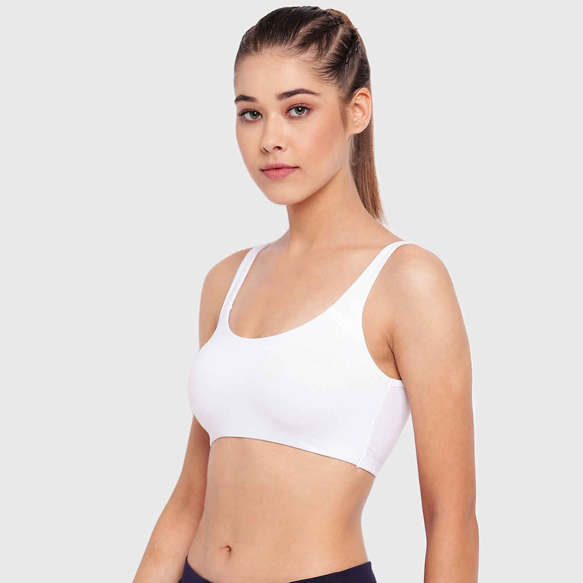 Enamor Women's SB06 Cotton Lounge Sports Bra | High Coverage | Non Padded | Wirefree | White | XS