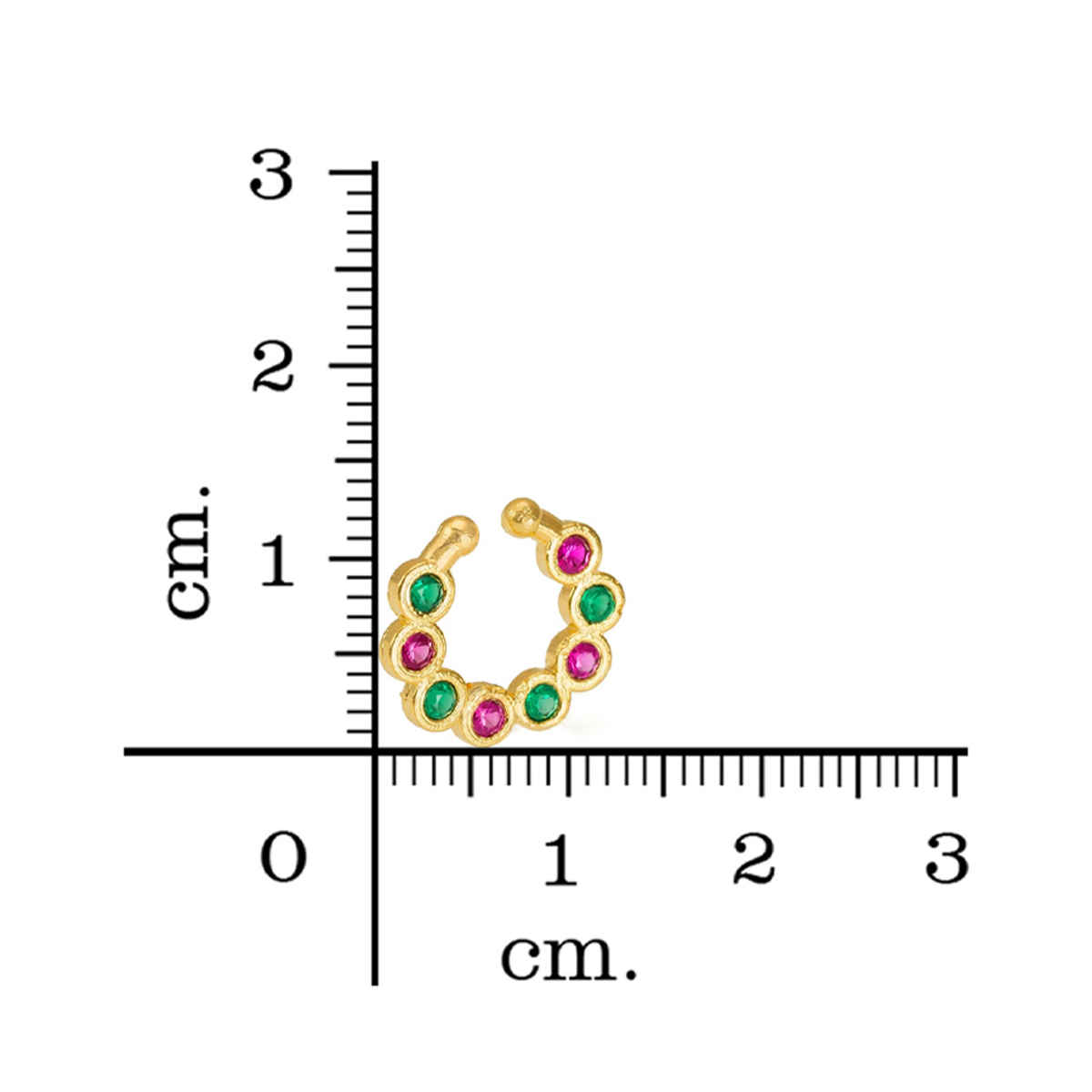 Aadita American Diamond Nose Pin with Ruby - Silver Plated CZ Nath for Women (Pierced & Clip-On)