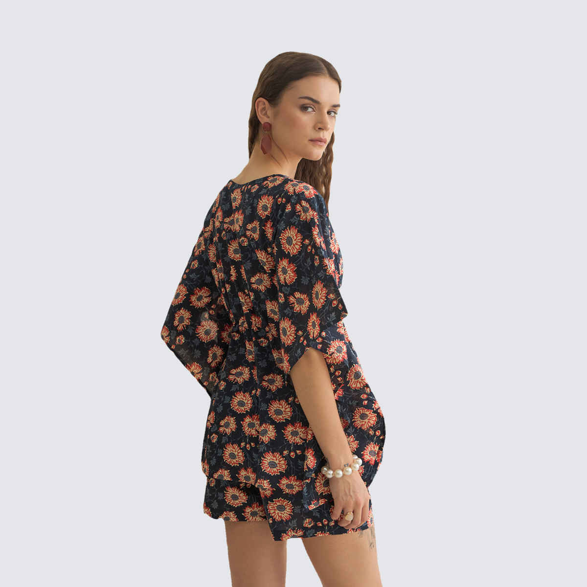 Sanskrutihomes Women's Pure Cotton Co-Ords | SE-KFS-43 | Navy Blue - L