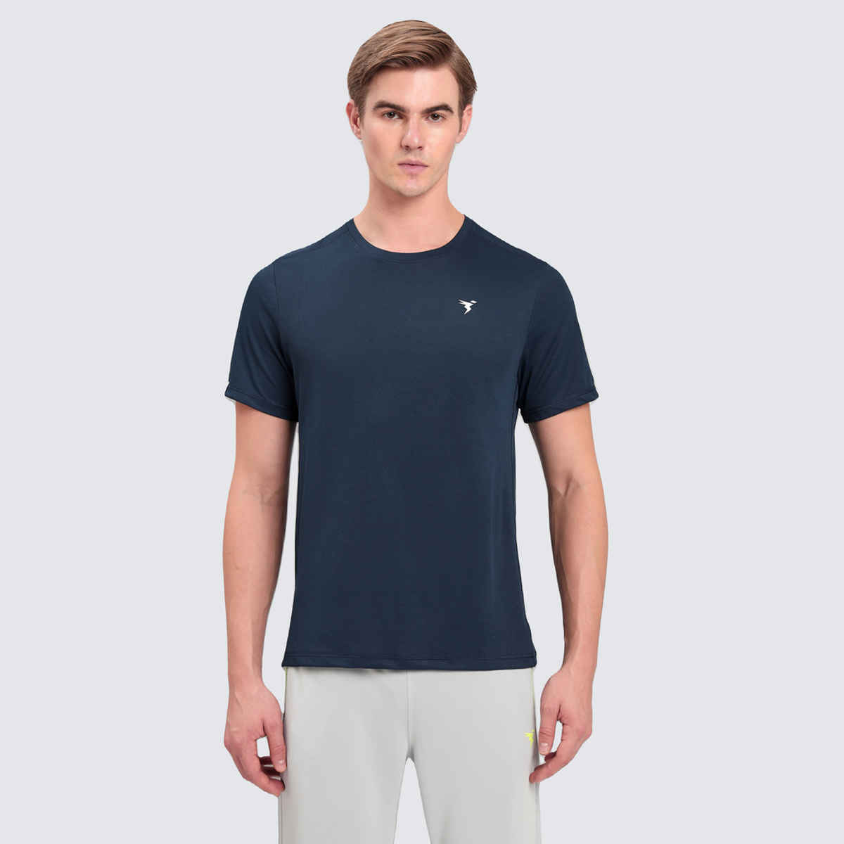 Technosport Men's Poly Solid Slim Fit Round Neck Sports T-shirt | Navy - 2XL