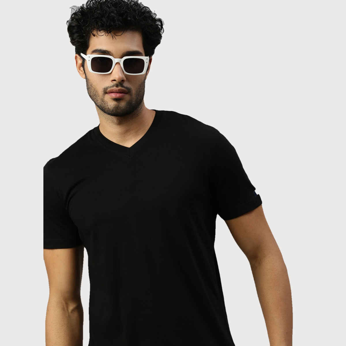 Actimaxx Men's Solid V Neck Pure Cotton T-shirt | Colour May Vary - 2XL