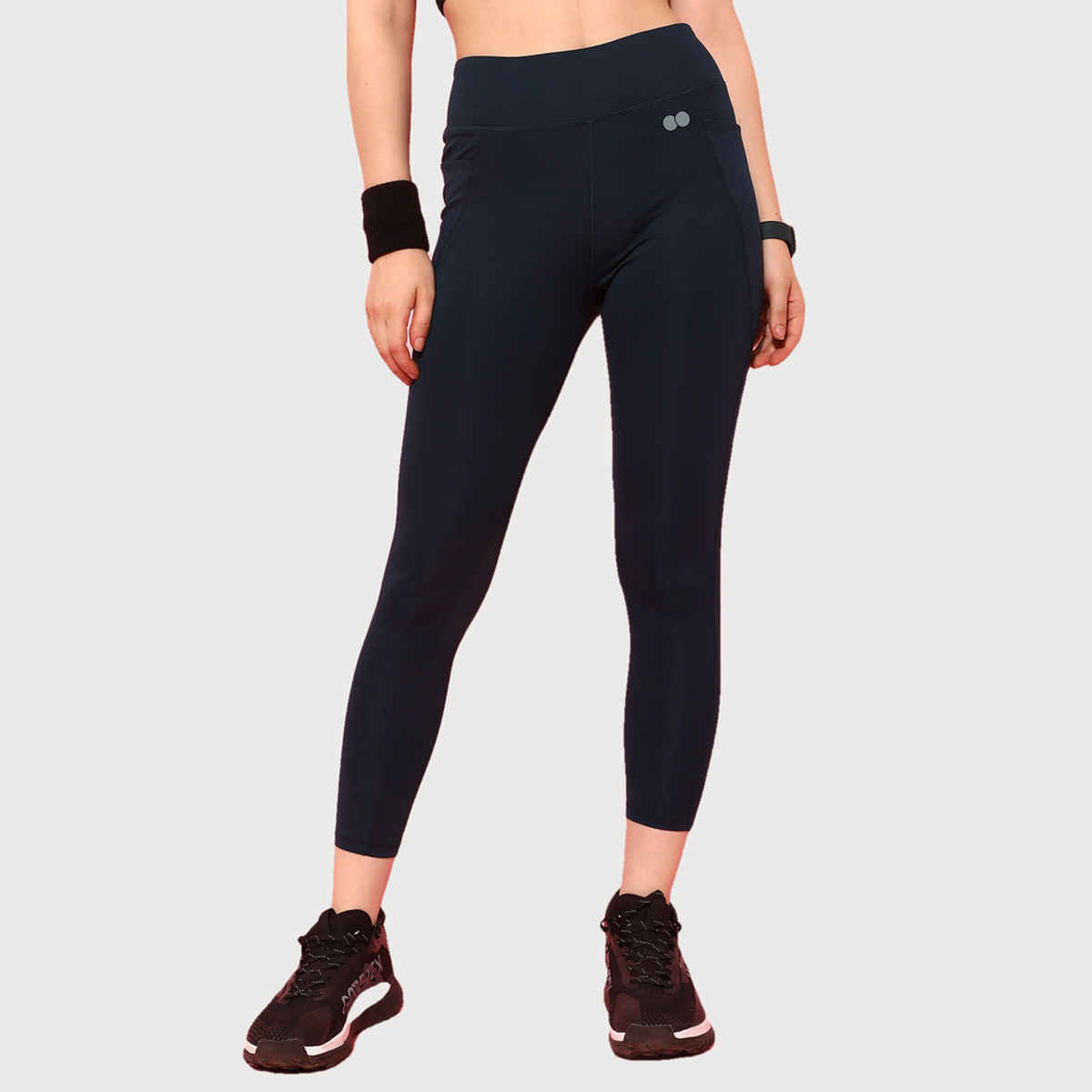 Clovia Snug Fit High Rise 4 Pocket Active Tights | Blue | M