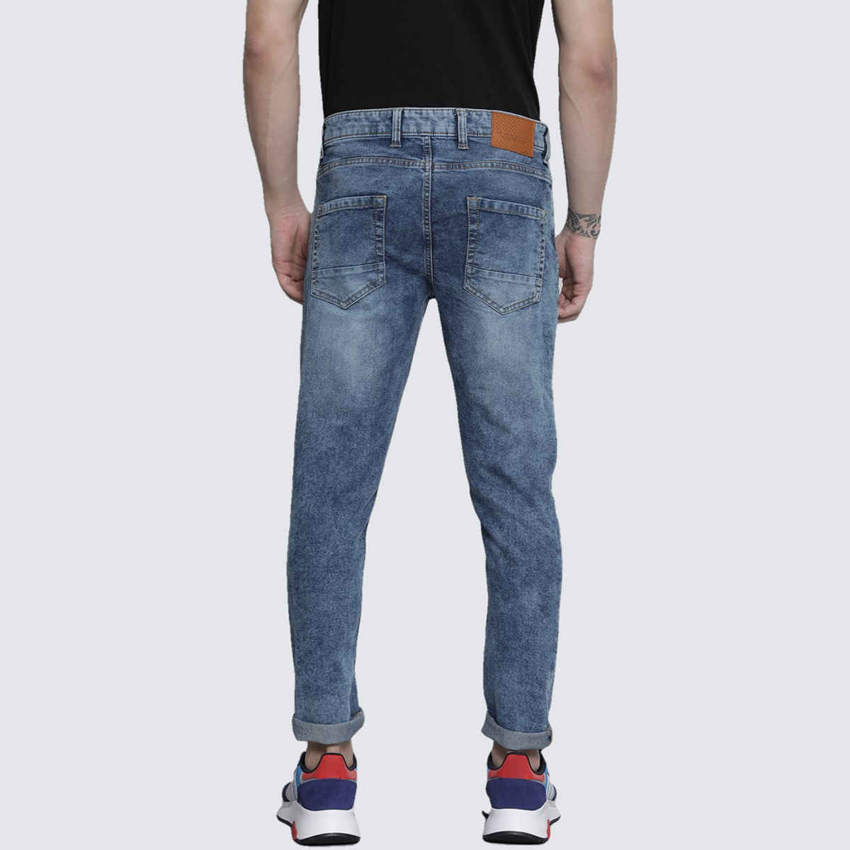 The Indian Garage Co Men's Slim Fit Solid Casual Jeans | Blue - 32