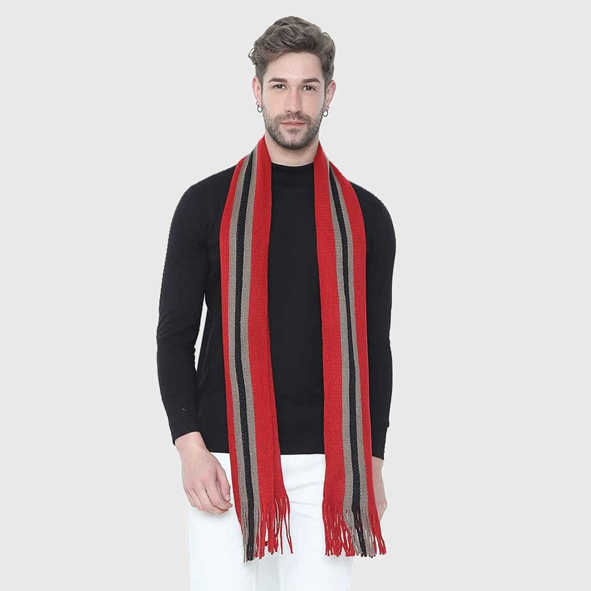 Fabseasons Unisex Solid Acrylic Wool Muffler | Red
