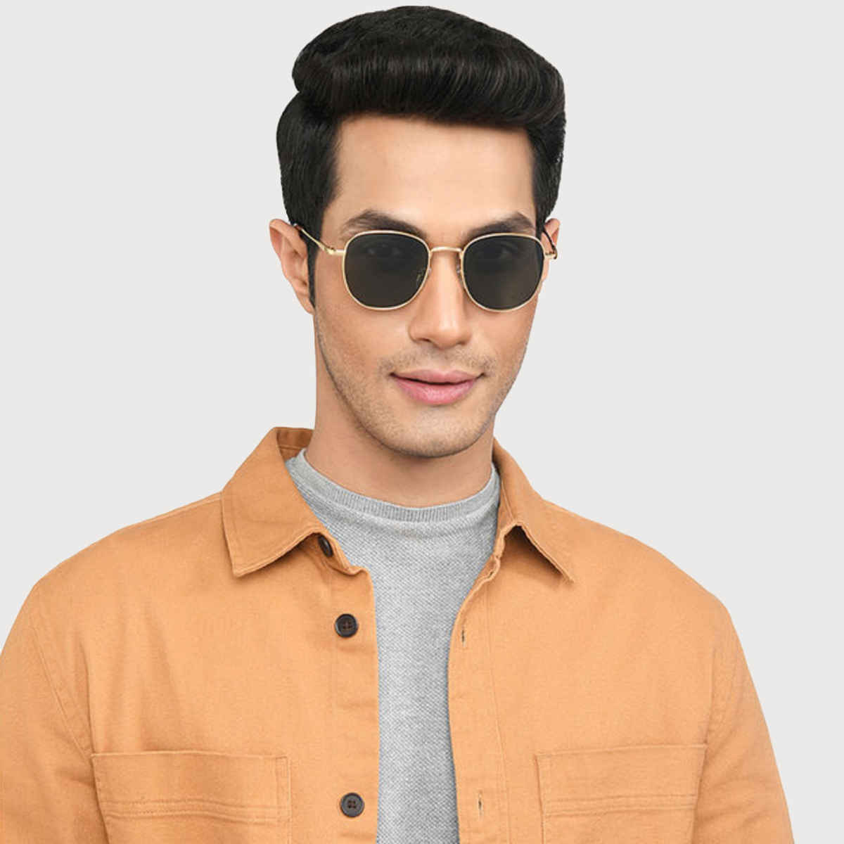 Vincent Chase By Lenskart Unisex Solid Metal Round Sunglasses | Gold - M