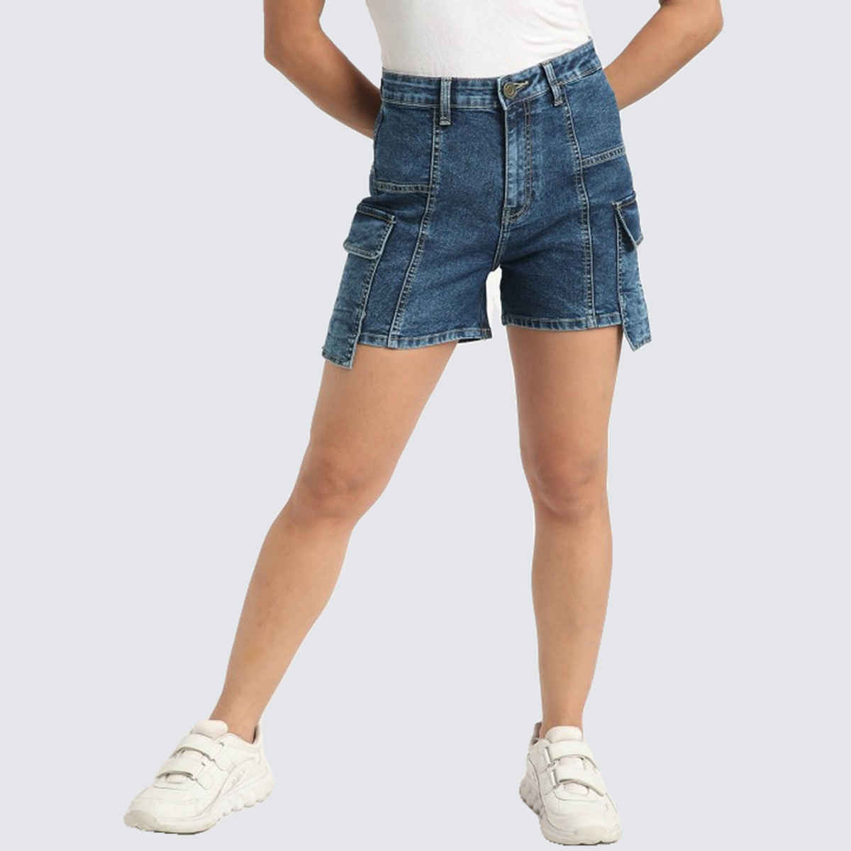 Bene Kleed Women Dark Blue Regular Denim Shorts 36