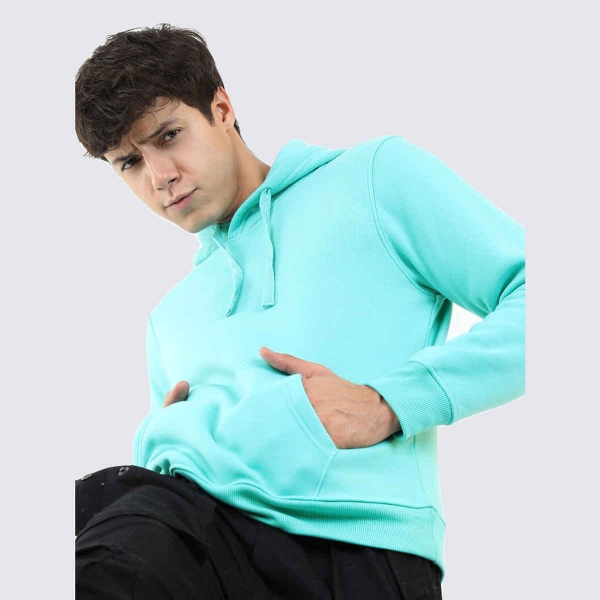 Ketch Men Hooded Solid Sweatshirt | Blue | M
