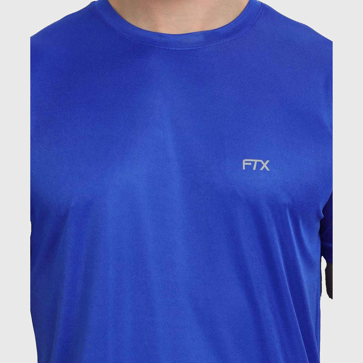 Ftx Men's Solid Round Neck Polyester Half Sleeve Casual T-shirt | Royal Blue | XL