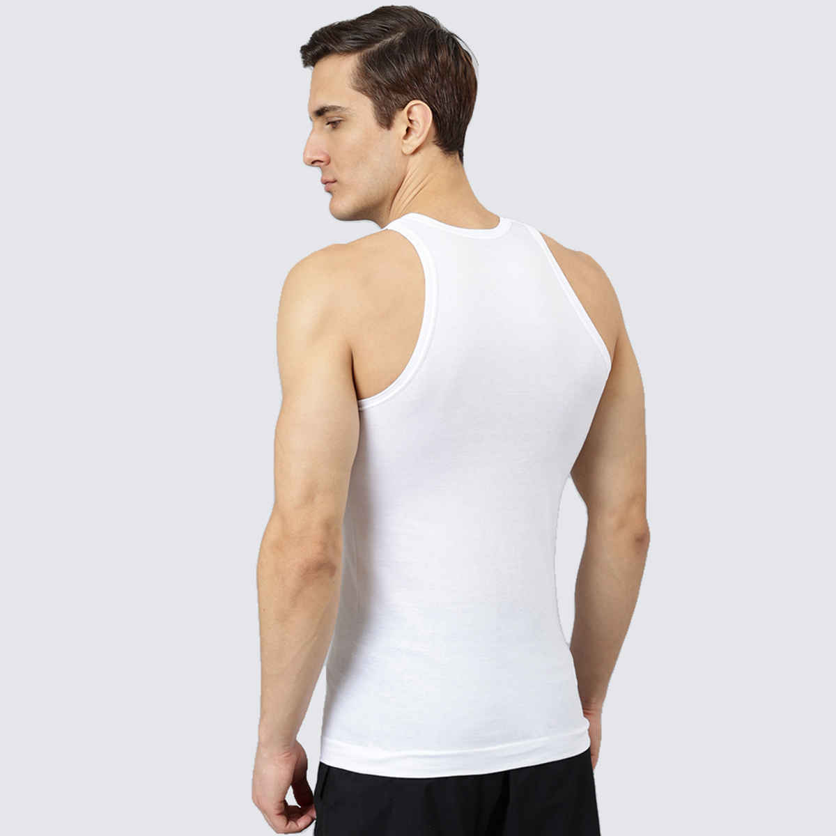 Dollar Bigboss Men's White Solid Combed Cotton Shrinkless Vest | Pack Of 2 - White - M