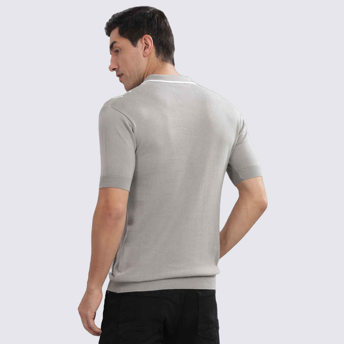 OUTLAWS Men's 100% Cotton Structured T-Shirt | Flat Knit | Super Stretch | Grey - 2XL