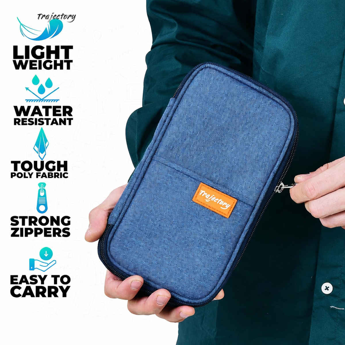 Trajectory Travel Passport and Card Holder Wallet Organizer | Blue