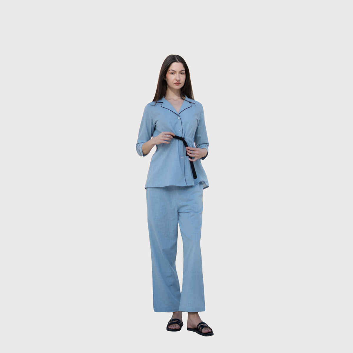 Sanskrutihomes Women's Pure Cotton Night suits | SE-NSP-786 | Blue - XL