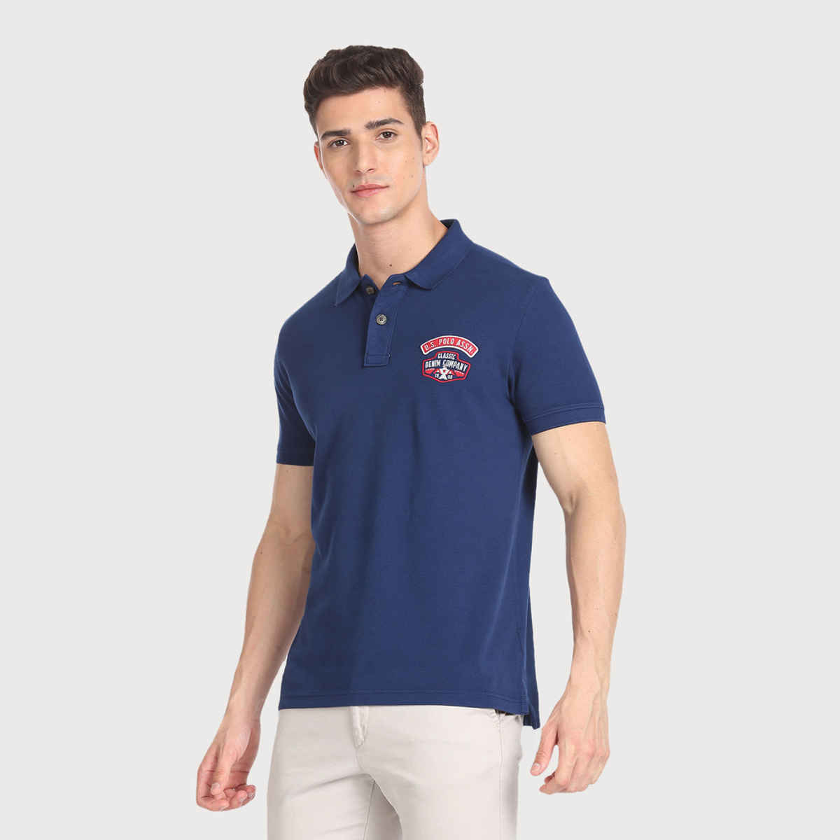 U.S. Polo Assn. Men's Appliqued Logo Cotton Polo Shirt | Navy - L