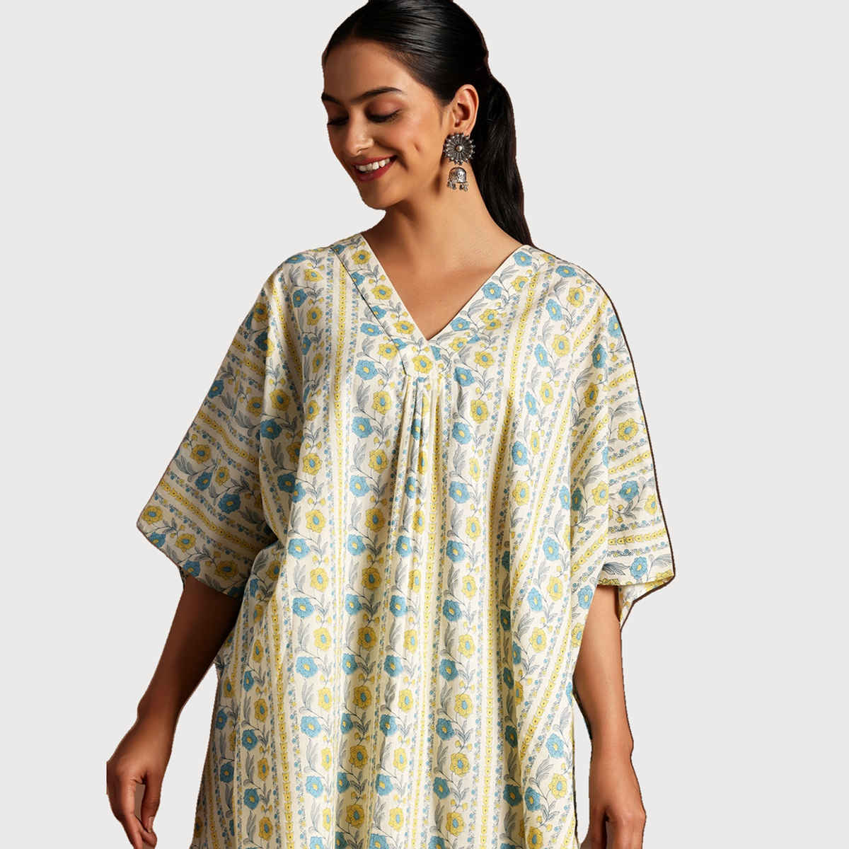 Libas Women's Cream Printed Cotton Co-Ords | L