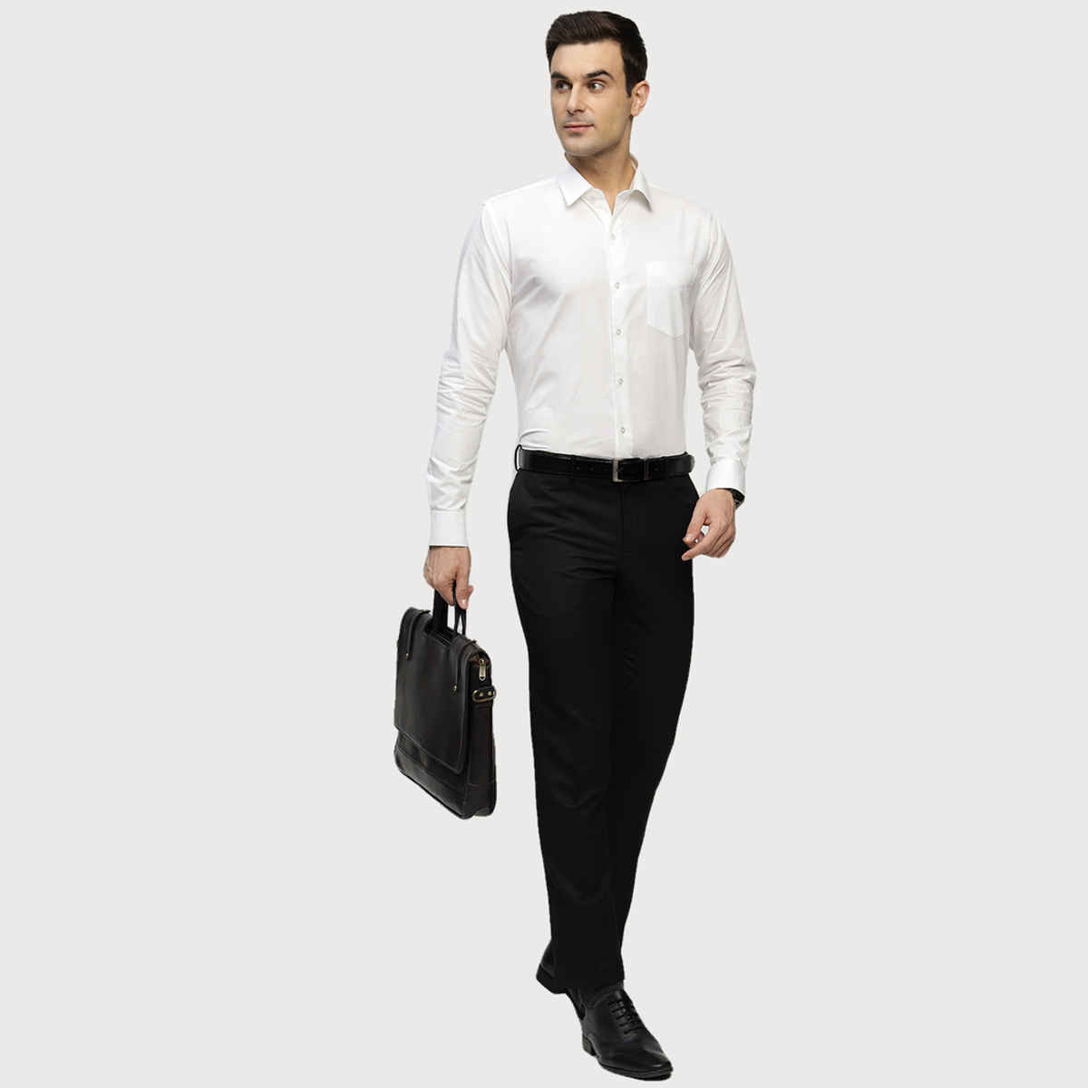 Hancock Men's Pure Cotton Slim Fit Formal Shirt | M | Spread Collar | White