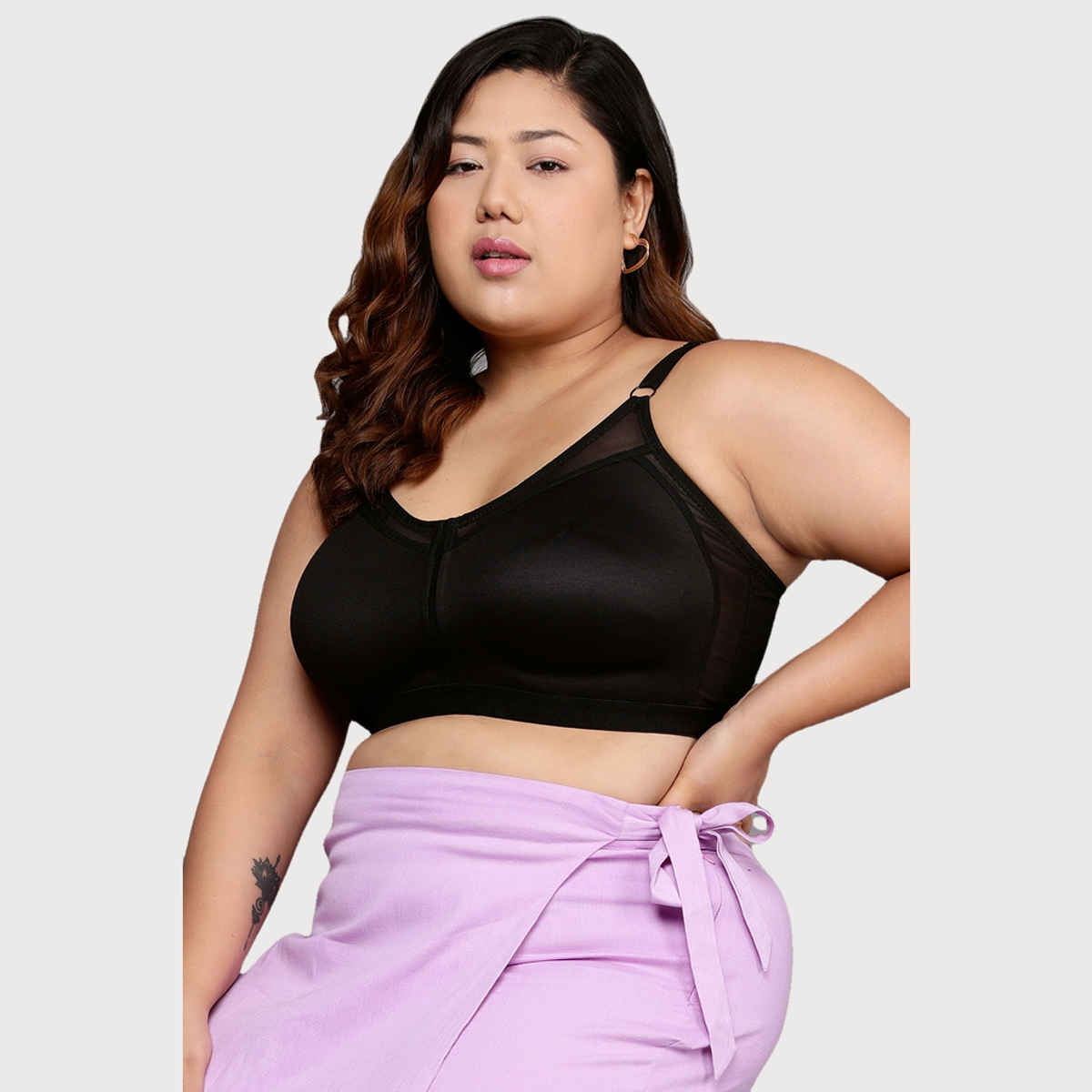 Clovia Women Non-Padded Non-Wired Spacer Cup Full Figure Bra - Cotton Rich | Black | 38C