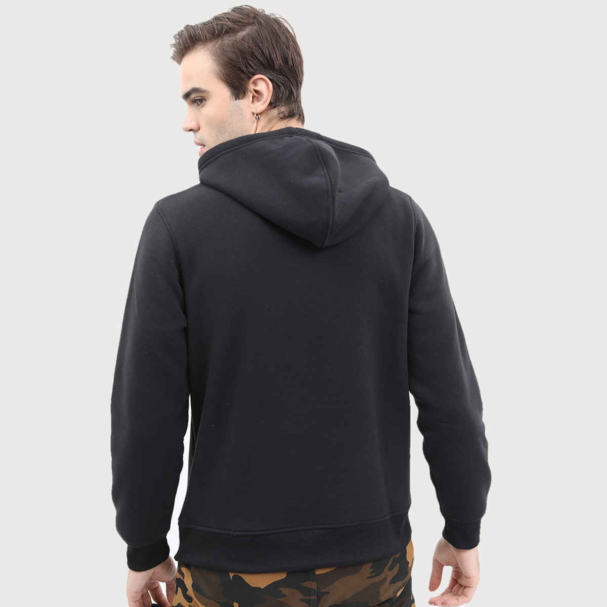Ketch Men Hooded Pullover Sweatshirt | Black | M