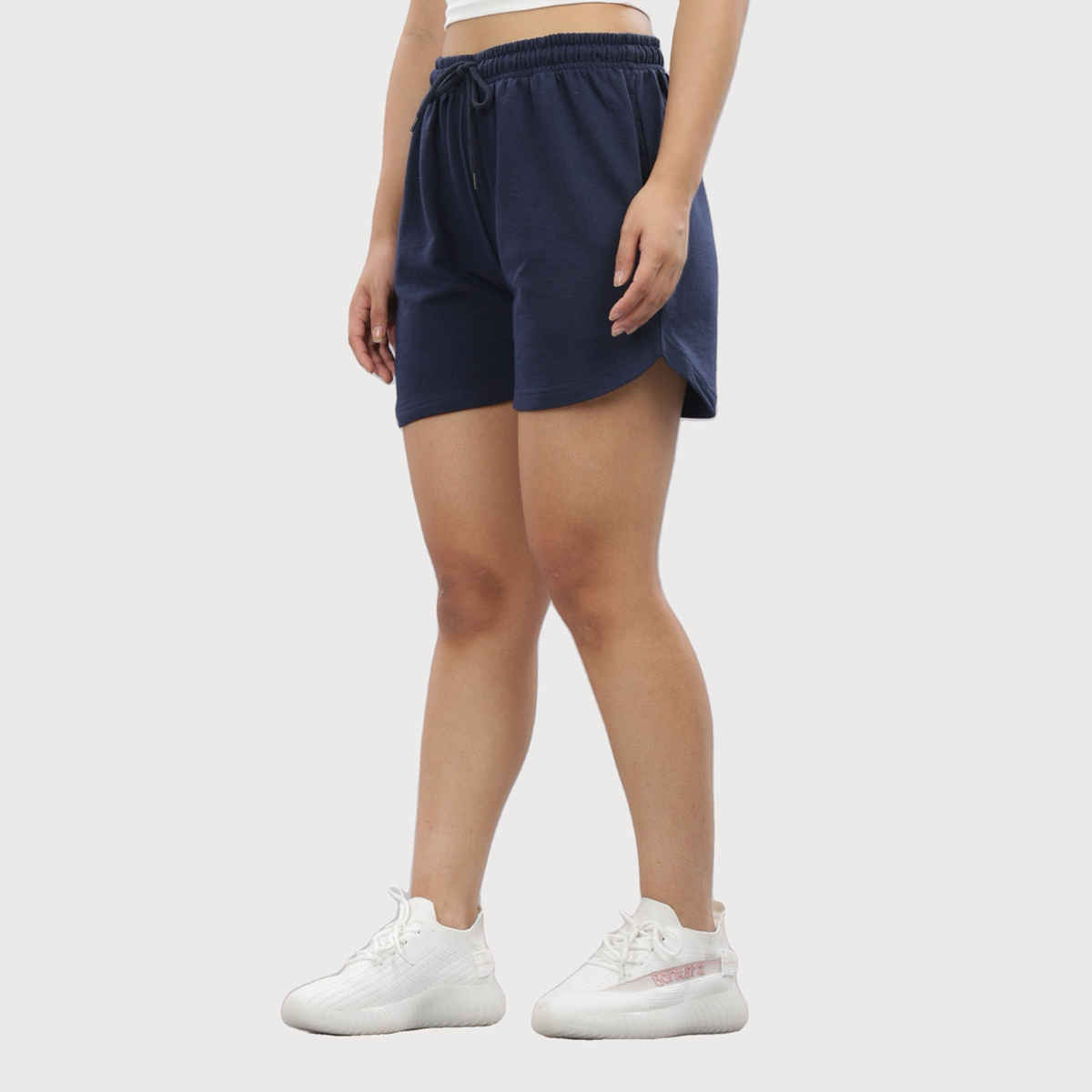 Springman Solid Blue Shorts With Elastic & Drawstring For Women | XL