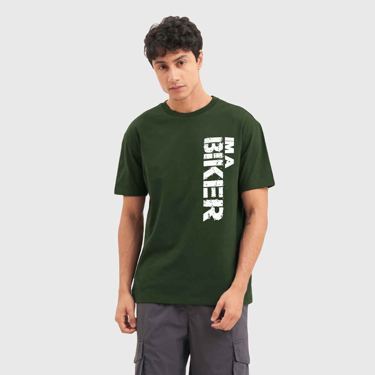 De Tees Men's Half Sleeve T-shirt | MHS-BIKER | Olive - XXL