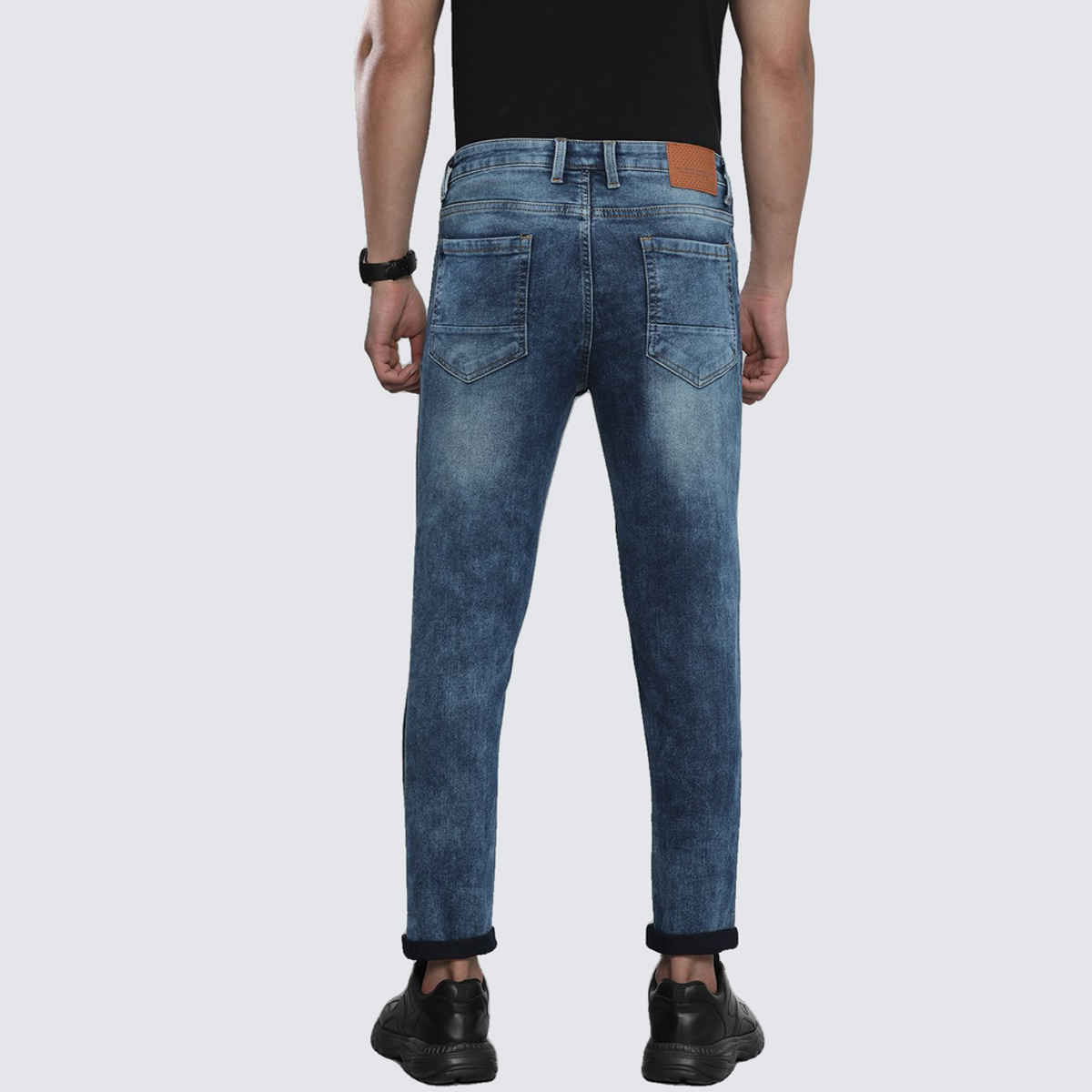 The Indian Garage Co Men's G-Colt Carrot Fit Solid Casual Jeans | Blue - 34