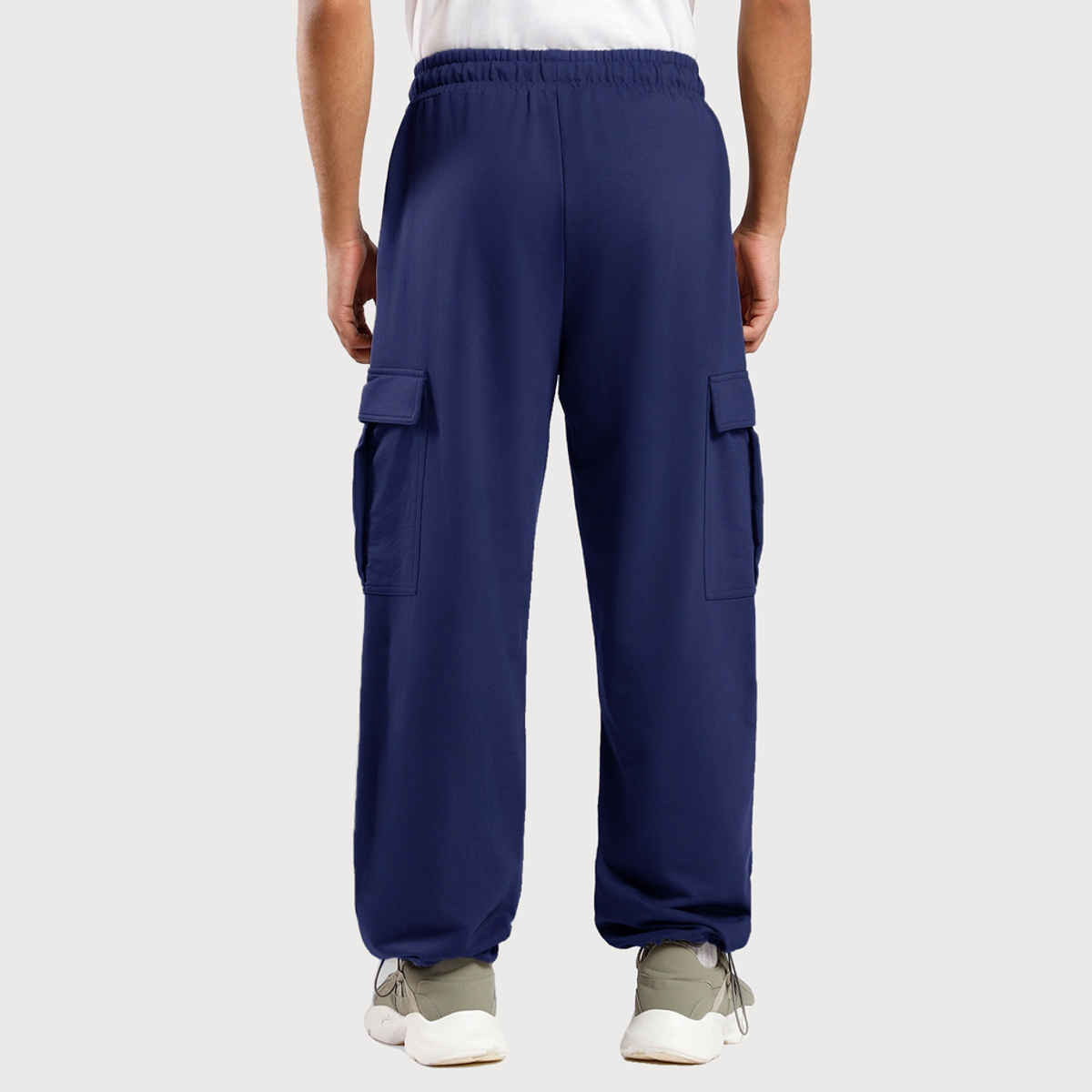 Nobero Men's Oversized Cargo Joggers | Navy Blue - L